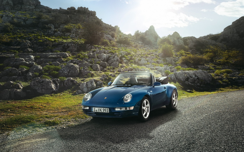 Porsche, the sky, Carrera, Carerra, 1080P, 1994, Cabriolet, stones, Convertible, 911, road, 3.6