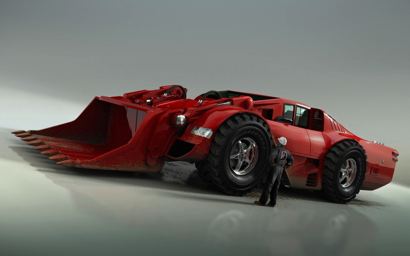1080P, simple background, photo manipulation, vehicle, skid snow, red cars, men, Ford, loading