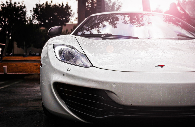 MP4-12C, white, mp, 2K, Supercar, car, sports, c, rain, McLaren