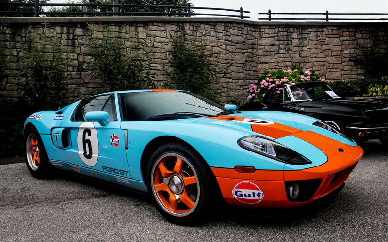Blue, Orange, Supercar, gt, 1080P, Ford