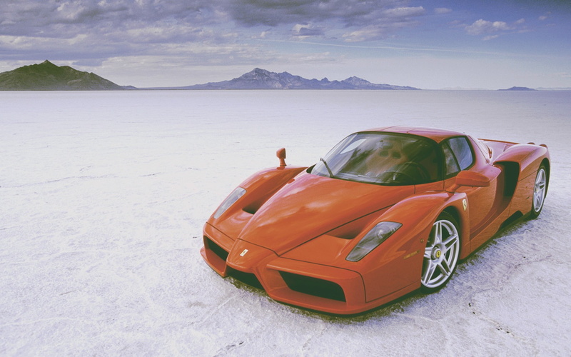 travel, mountain range, sky, mountain, land vehicle, snow, cloud - sky, motor vehicle, nature, land, 1080P, no people, Ferrari Enzo, stationary, beauty in nature