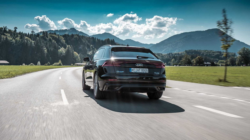 1080P, abt audi q8, road, black cars, numbers, landscape, Audi, Audi Q8 2019, car, vehicle