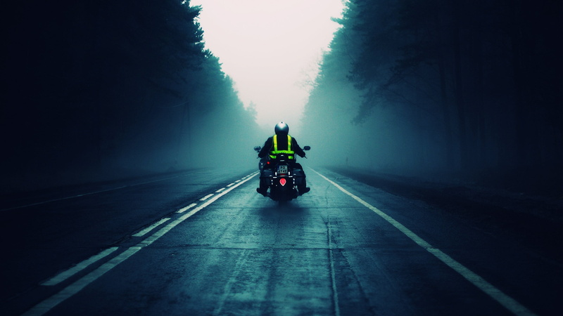 land vehicle, motorcycle, unrecognizable person, marking, travel, 2K, ride, the way forward, direction, road trip, motion, person, nature, road marking