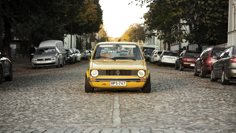 the sun, Mk1, cars, trees, Volkswagen, headlights, street, 2K, Golf