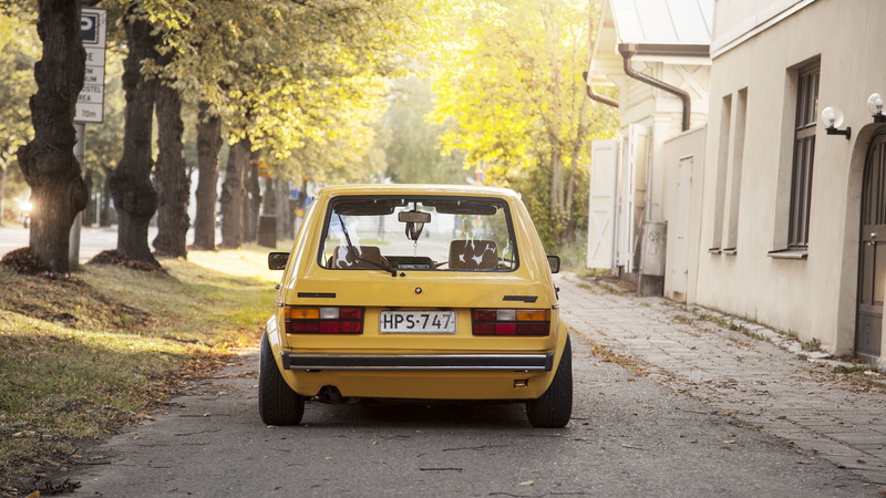 sunlight, trees, Volkswagen, Mk1, Golf, street, tail lights, home, 2K, rear