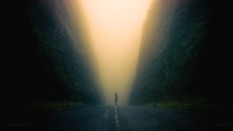 beauty in nature, asphalt, scenics - nature, 1080P, landscape, one person, tranquility, DeviantArt, the way forward, road, vanishing point, sunlight, mystery