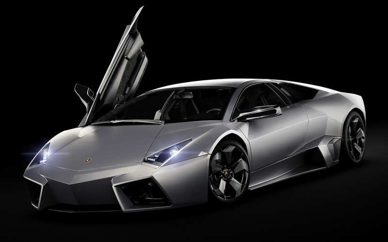 Front, Black, Background, reventon, Lamborghini, Supercar, car, luxury, silver, sports, 1080P