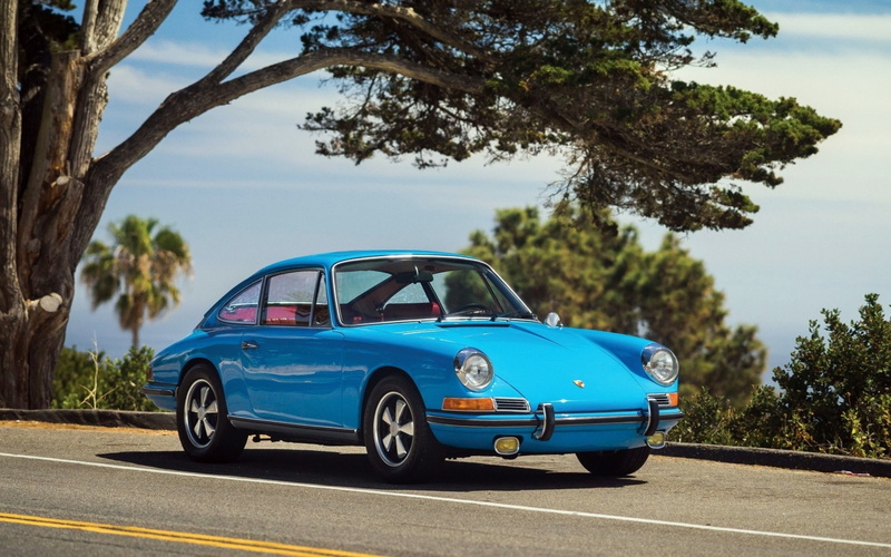 shadow, blue cars, trees, Porsche 911, sunlight, car, Porsche, 2K, depth of field, road, sports car, palm trees