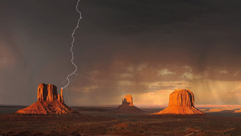 clouds, scenics - nature, cloud - sky, landscape, rain, thunderstorm, power in nature, 1080P, environment, monument valley, beauty in nature, sandstone