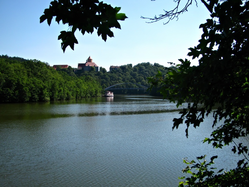 tranquility, 1080P, river, sky, growth, brno, tree, outdoors, castle, nature, building, beauty in nature, plant, historical, connection, building exterior