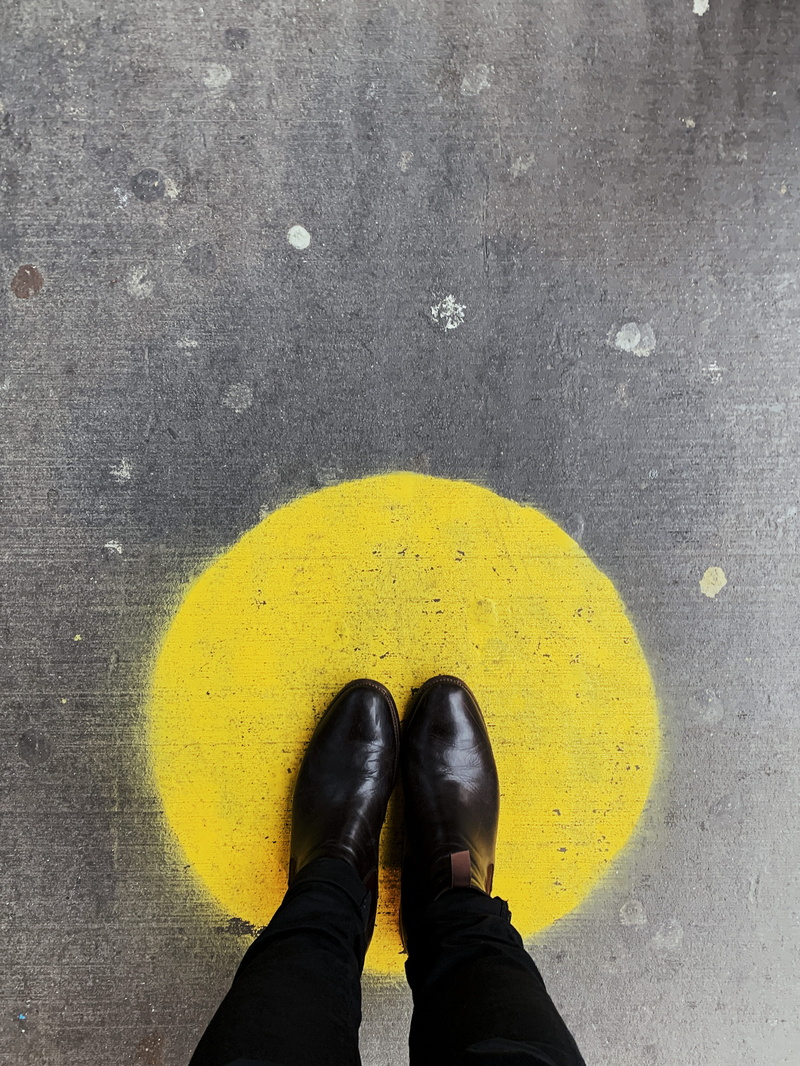 day, real people, men, standing, shoe, asphalt, human, street, lifestyles, city, painted, body part, 2K, floor, human body part, high angle view, human foot