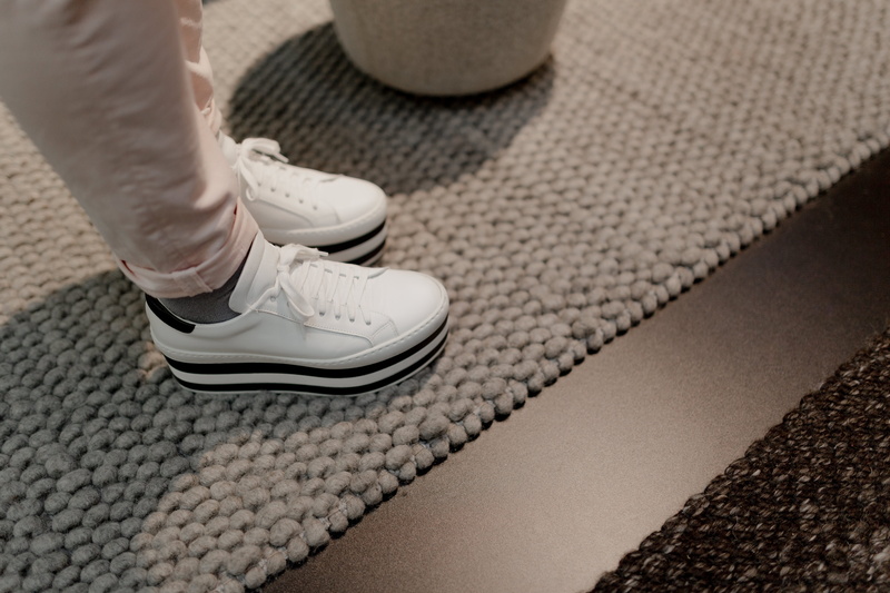 adult, human limb, low section, close-up, pink pants, woman, leisure activity, 5K, human body part, style, human foot, fashion, shoes, white, platform