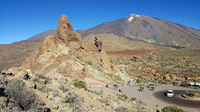 nature, outlook, non-urban scene, rock, road, outdoors, el teide, blue, desert, travel destinations, volcano, sky, day, arid climate, canary islands, mode of transportation