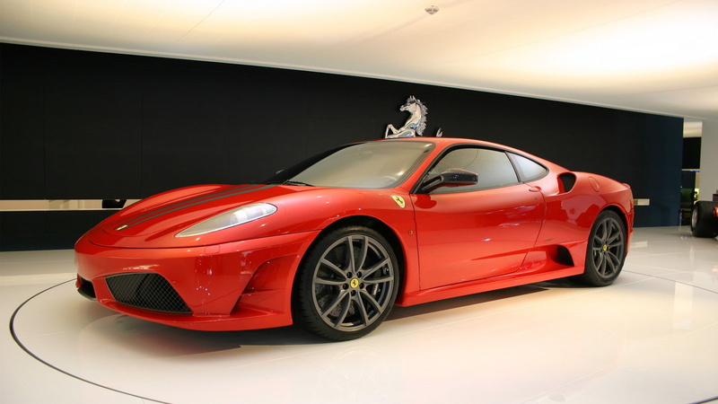 shiny, sports car, 1080P, driving, choice, wealth, retail, Ferrari, land vehicle, Ferrari F430, chrome, indoors, vehicle, red, transportation, luxury