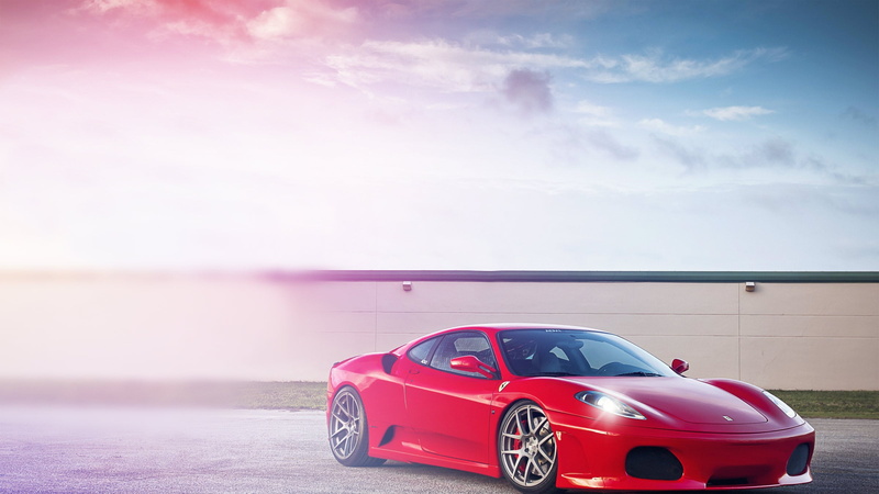 hatchback, road, transportation, land vehicle, mode of transportation, door, outdoors, sports car, convertible, nature, racecar, sky, no people, car, F430