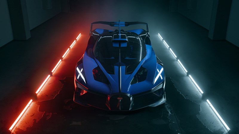 vehicle, low light, Bugatti Bolide, car, blue cars, Bugatti, supercars, 4K