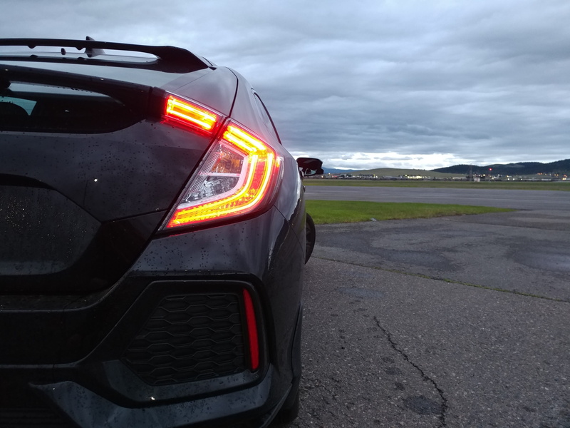 honda civic, black color, day, 2017 civic, motorsport, racecar, car, motor vehicle, environment, nature, tail lights, civic, road, sign, auto racing, no people