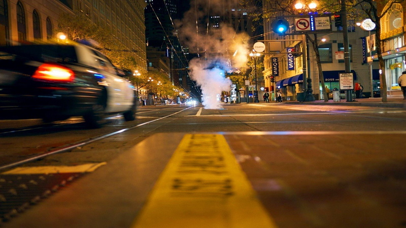 hd, city, light, blurred motion, outdoors, px, building exterior, 1920x1080 px, car, x, art, night, road marking, city life, transportation, 1080P, police
