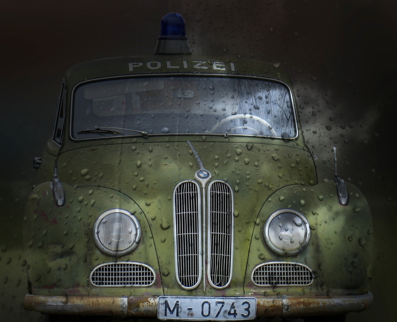 wet, headlight, car, graphical, vintage car, 1080P, police car, antique, ancient, mode of transportation, old timer, old car, transportation, metal, auto