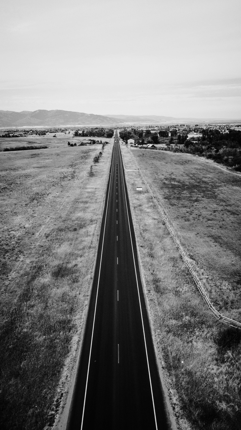 summer, vanishing Point, camping, road, drone, horizon, grass, black And White, travel, sky, cloud - Sky, angle, highway, adventure, day, railroad Track