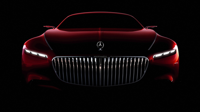 close-up, mode of transportation, no people, black color, 5K, indoors, chrome, transportation, Coupe, Vision, Mercedes, silver colored, studio shot, motor vehicle