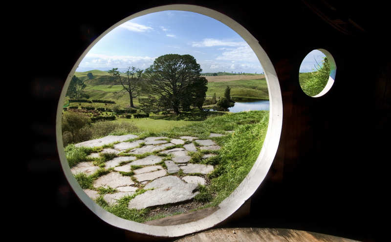 green color, Oceania, 5K, cloud - sky, Door, new, shape, Hobbit, New Zealand, Round, day, plant, circle, transparent, Nature, Nrw Zealand, reflection