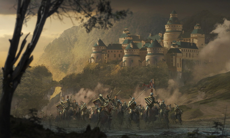 flag, warrior, Castle, rider, 1080P, forest, weapons, armor, knight