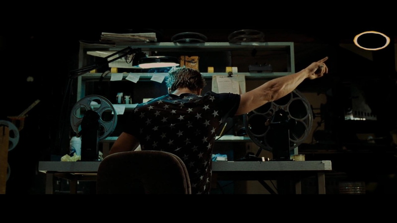 working, rear view, skill, art and craft, casual clothing, mid adult, occupation, Tyler Durden, indoors, table, Movie, adult, Fight Club, sitting, one person