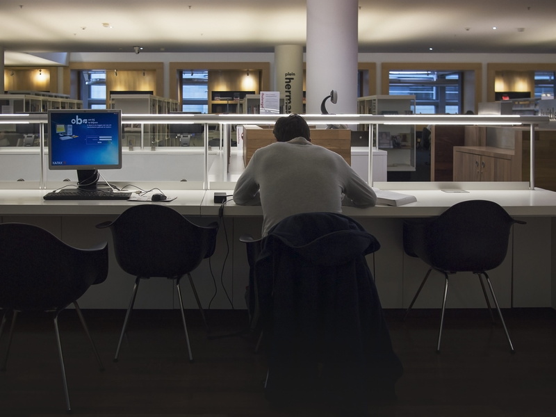 man, men, office, workaholic, standing, open library, evening, laptop, illuminated, oba, table, indoor, netherlands, using, working, interior, co-working