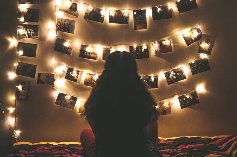 holiday, lifestyles, electric lamp, collection, person, christmas ornament, christmas, light, room, back view, hanging, dark, rear view, pictures, illuminated