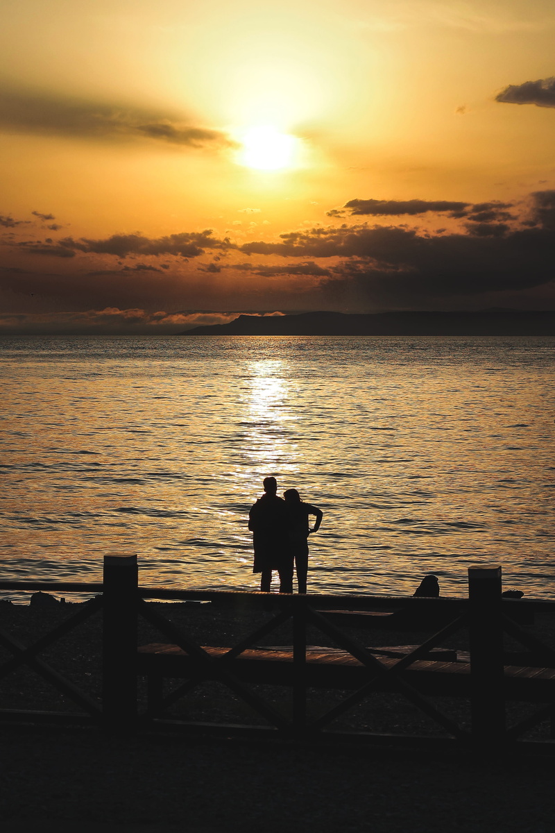 men, leisure activity, vladivostok, railing, people, nature, outdoors, orange, silhouette, sunset, sun, tranquility, water, evening, tranquil scene, standing
