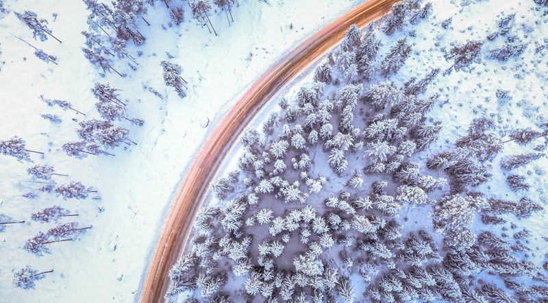 covering, day, scenics - nature, shot, Countryside, Drone, land, Photography, tranquil scene, Forest, transportation, Background, Cars, frozen, along, Speed