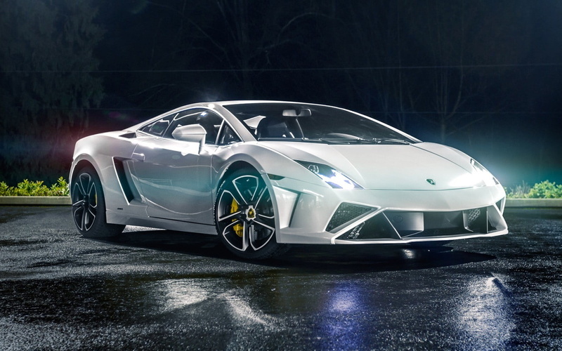 land vehicle, motor vehicle, black color, sports car, white, wheel, Lamborghini, no people, racecar, chrome, city, car, supercars, outdoors, white color
