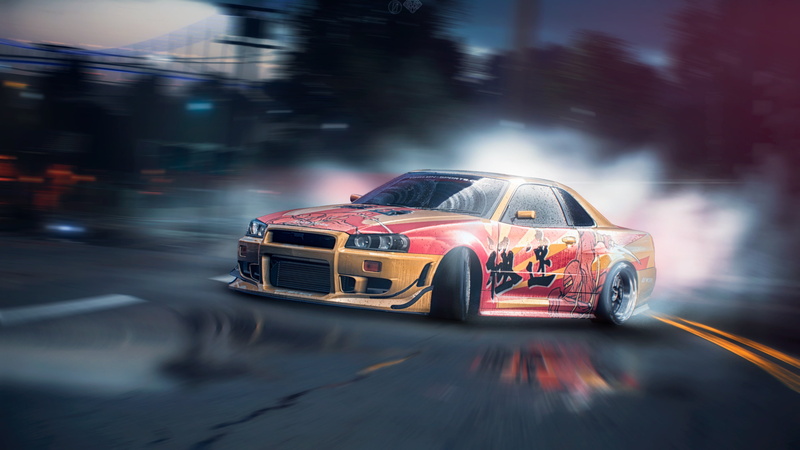 R34, game art, Nissan, by Zakon X, Skyline, tuning, GT-R, Need For Speed, drift, 4K