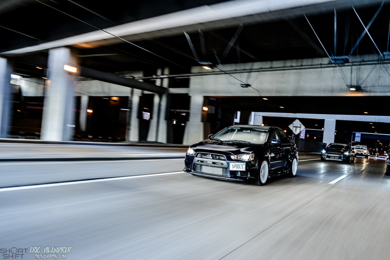 mode of transportation, transportation, car, illuminated, real people, bridge - man made structure, land vehicle, road, Mitsubishi, Mitsubishi Lancer Evolution X