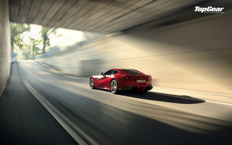720P, road, Top Gear, car, sign, red, architecture, sunlight, outdoors, nature, land vehicle, Ferrari F12, motor vehicle, mode of transportation, travel