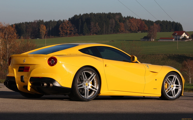 car, wheel, Ferrari, vintage car, mode of transportation, yellow cars, sunlight, land vehicle, 2K, yellow, transportation, Ferrari F12, outdoors, plant