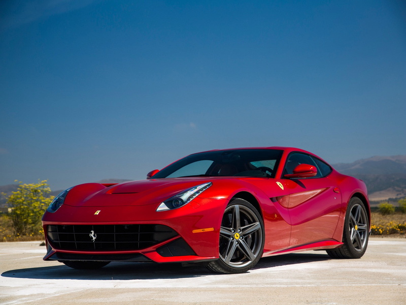 copy space, berlinetta, no people, clear sky, car, motor vehicle, blue, nature, transportation, road trip, day, sunlight, land vehicle, F12, 1080P, sports car