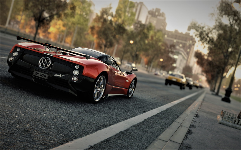 building exterior, Pagani Zonda C12 F, city life, day, built structure, 1080P, motor vehicle, video games, incidental people, land vehicle, street, road