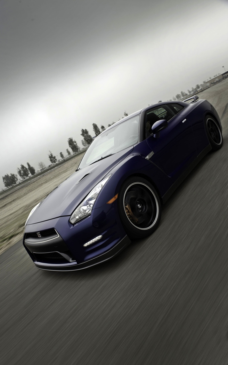 Nissan GT-R R35, 2K, tire, road trip, Nissan Skyline GT-R R35, speed, mode of transportation, blue, sports car, driving, cloud - sky, land vehicle, wheel