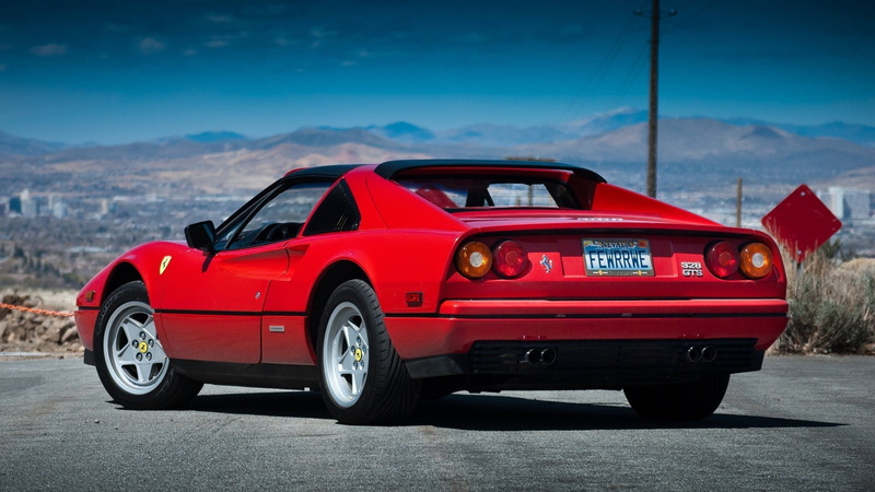 no people, mountain, sky, focus on foreground, transportation, motor vehicle, red, side view, blue, car, road, mustang, Ferrari Mondial, Ferrari, gt, 1080P