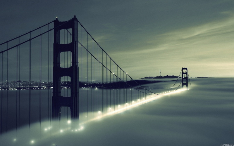 bridge, San Francisco, 1080P, city, urban, Golden Gate Bridge, mist