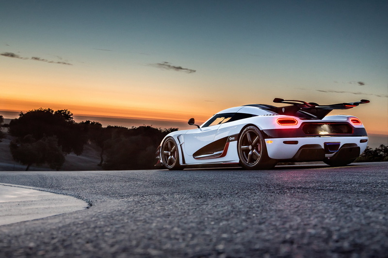 sky, no people, racecar, Koenigsegg, White, Sunset, Rear, motor vehicle, 1080P, speed, nature, car, Track, street, transportation, mode of transportation