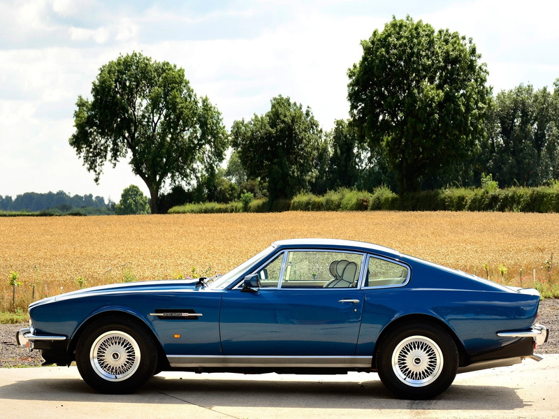 Side view, transportation, Blue, vintage car, V8, tree, retro styled, day, mode of transportation, field, car, land, Retro, land vehicle, Trees, motor vehicle