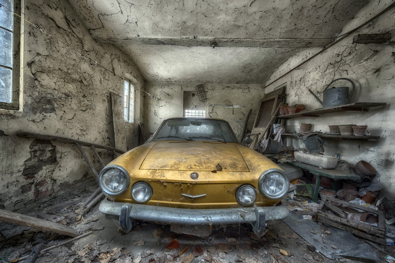 weathered, vehicle, wall - building feature, 1080P, decline, mode of transportation, abandoned, metal, motor vehicle, car, FIAT, yellow cars, obsolete
