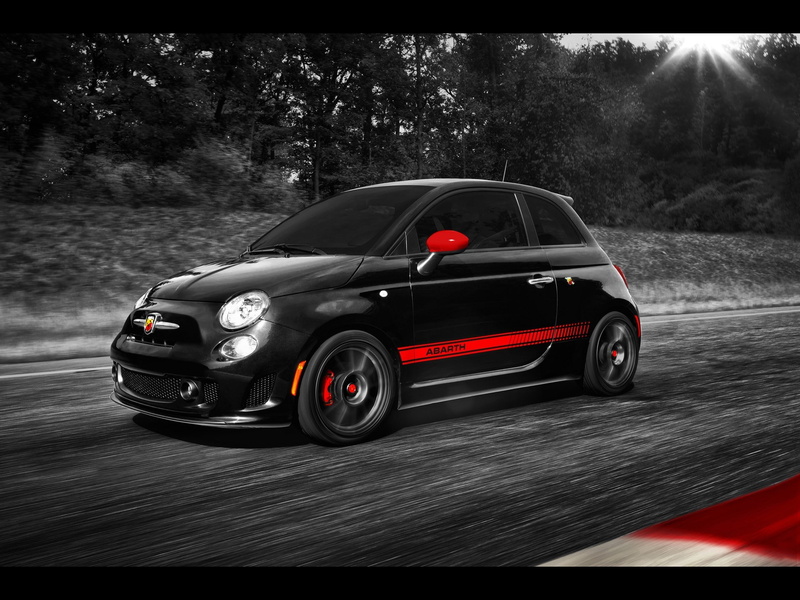 FIAT, on the move, nature, car, blurred motion, road, chrome, luxury, red, racecar, transportation, Fiat 500 Abarth, speed, land vehicle, auto post production filter