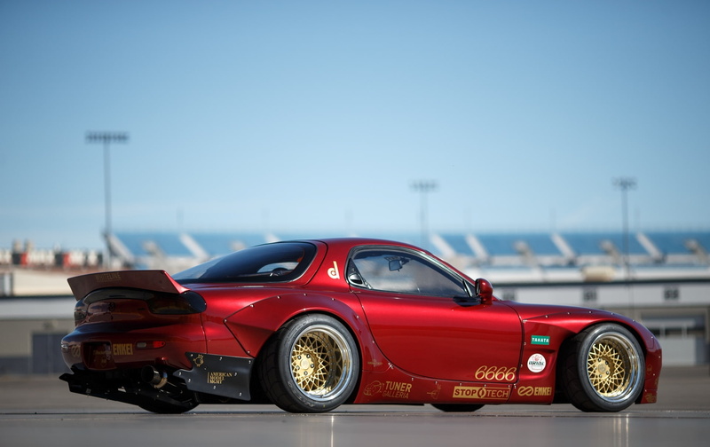 Side, Rocket Bunny, 1080P, coupe, Mazda, 1993, red, RX 7