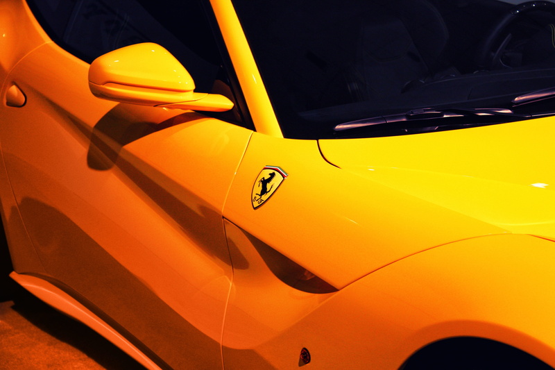 exotic cars, yellow, rear view mirror, orange color, yellow taxi, sports, 4K, door, taxi, stationary, travel, close-up, sports car, ferrari, motor vehicle