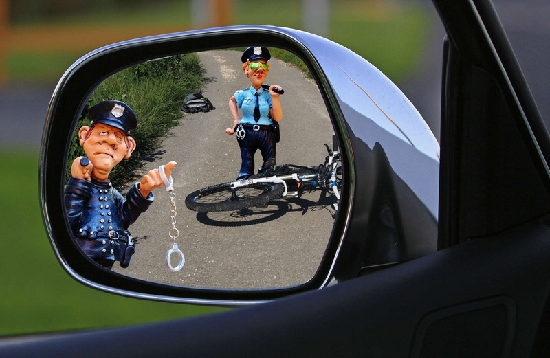 reflection, outdoors, bike, group of people, mode of transportation, car, crime, motor vehicle, offspring, cut off, males, females, accident, mature adult