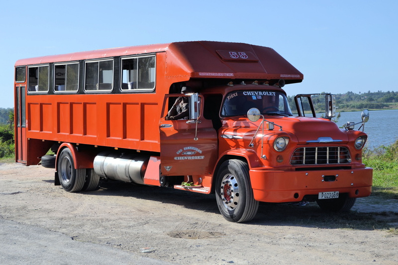 no people, transportation, urgency, sky, mode of transportation, cuba, passenger transport, motor vehicle, fire engine, orange, daytime, land vehicle, oldtimer